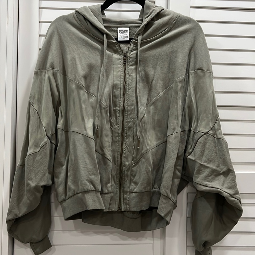 4. PINK Victoria's Secret Olive Green Hoodie π£ - Picture 3 of 8